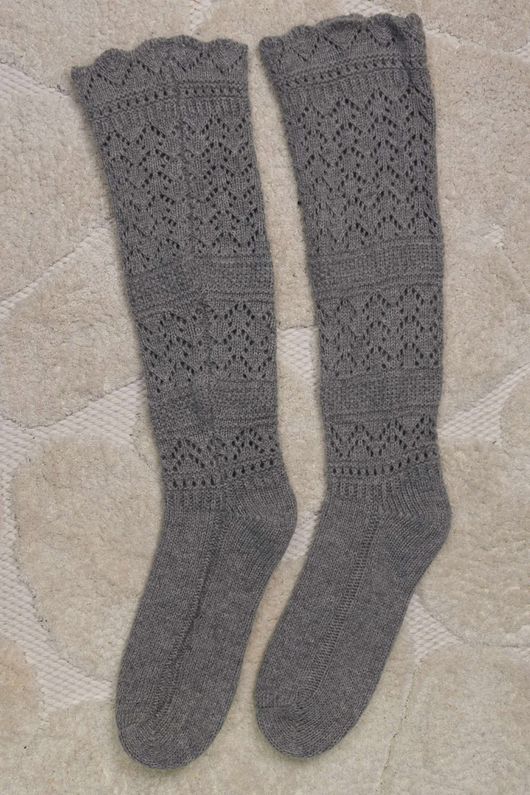Pointelle Knit Slouch Socks Grey